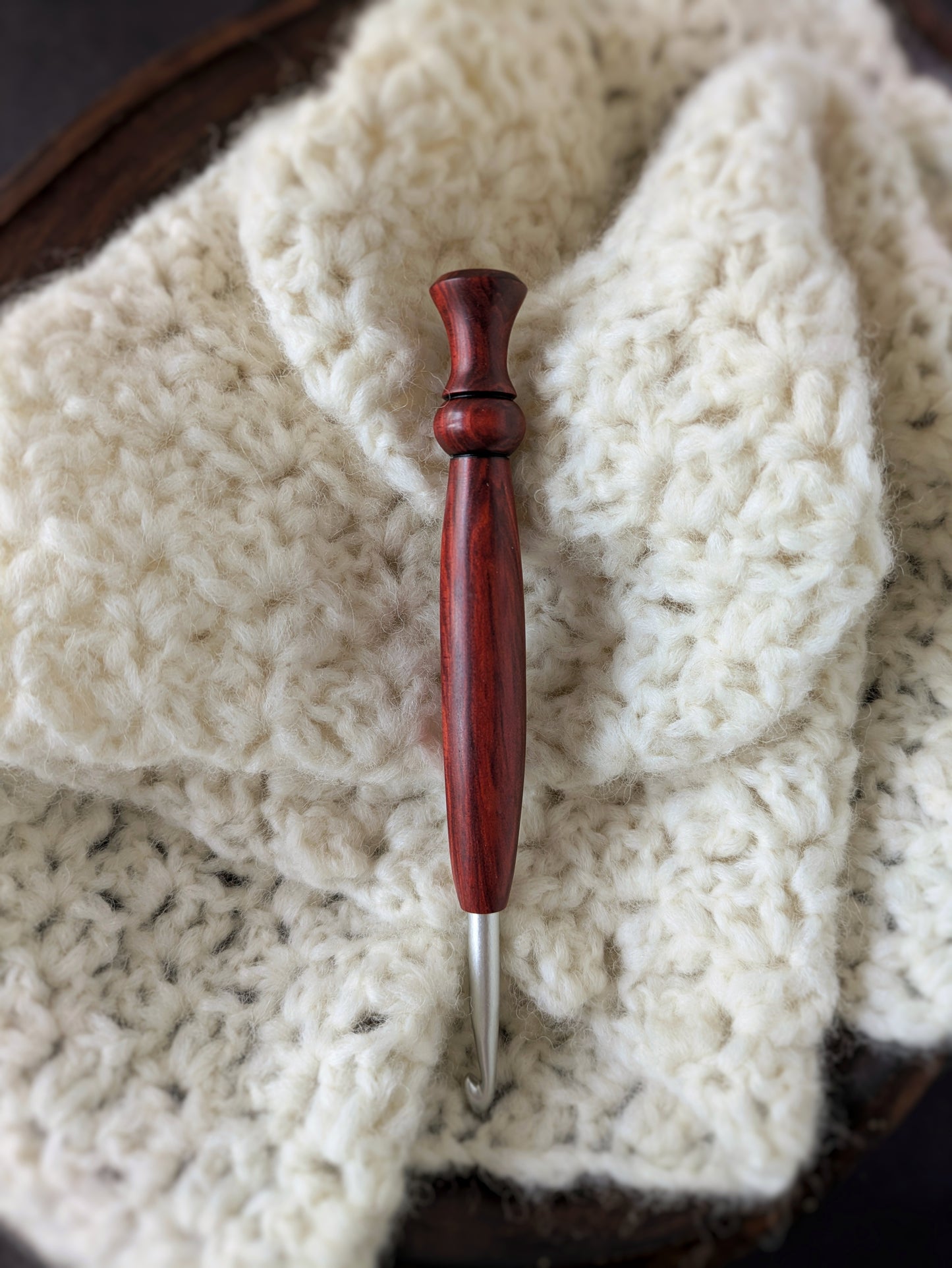 J 6mm Redheart Ergonomic Wood Crochet Hook