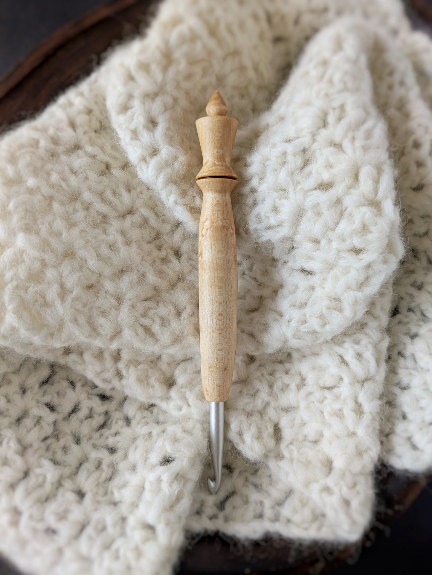 J 6mm Birdseye Maple Ergonomic Wood Crochet Hook