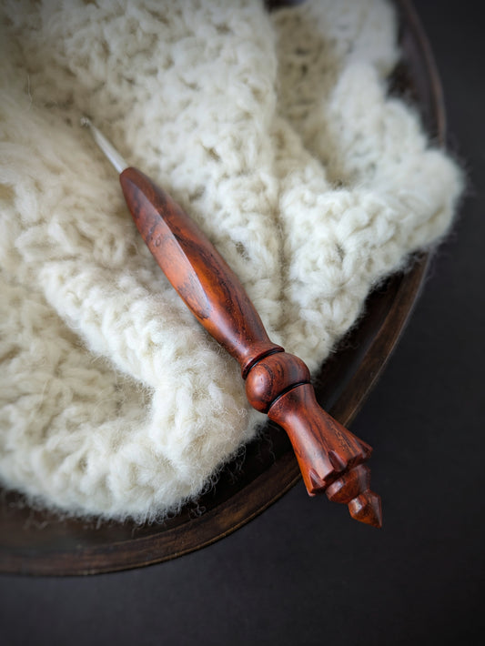 7 4.5mm Cocobolo Ergonomic Wood Crochet Hook