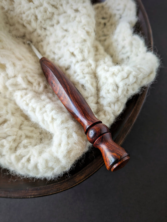 7 4.5mm Cocobolo Ergonomic Wood Crochet Hook