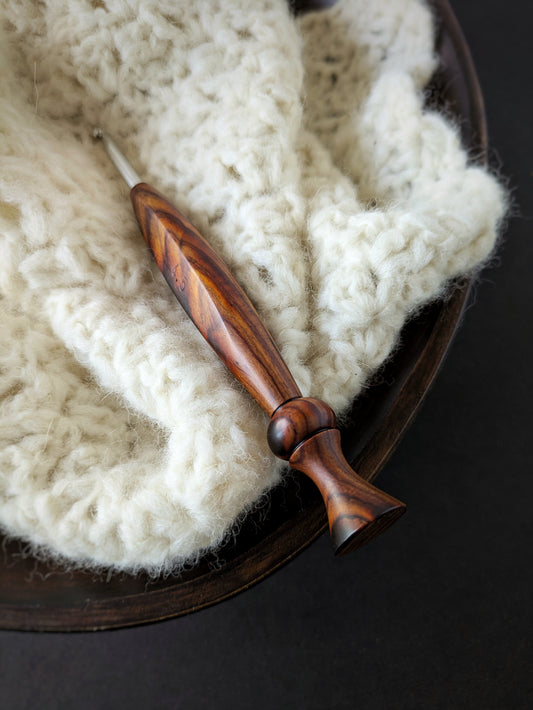 7 4.5mm Cocobolo Ergonomic Wood Crochet Hook