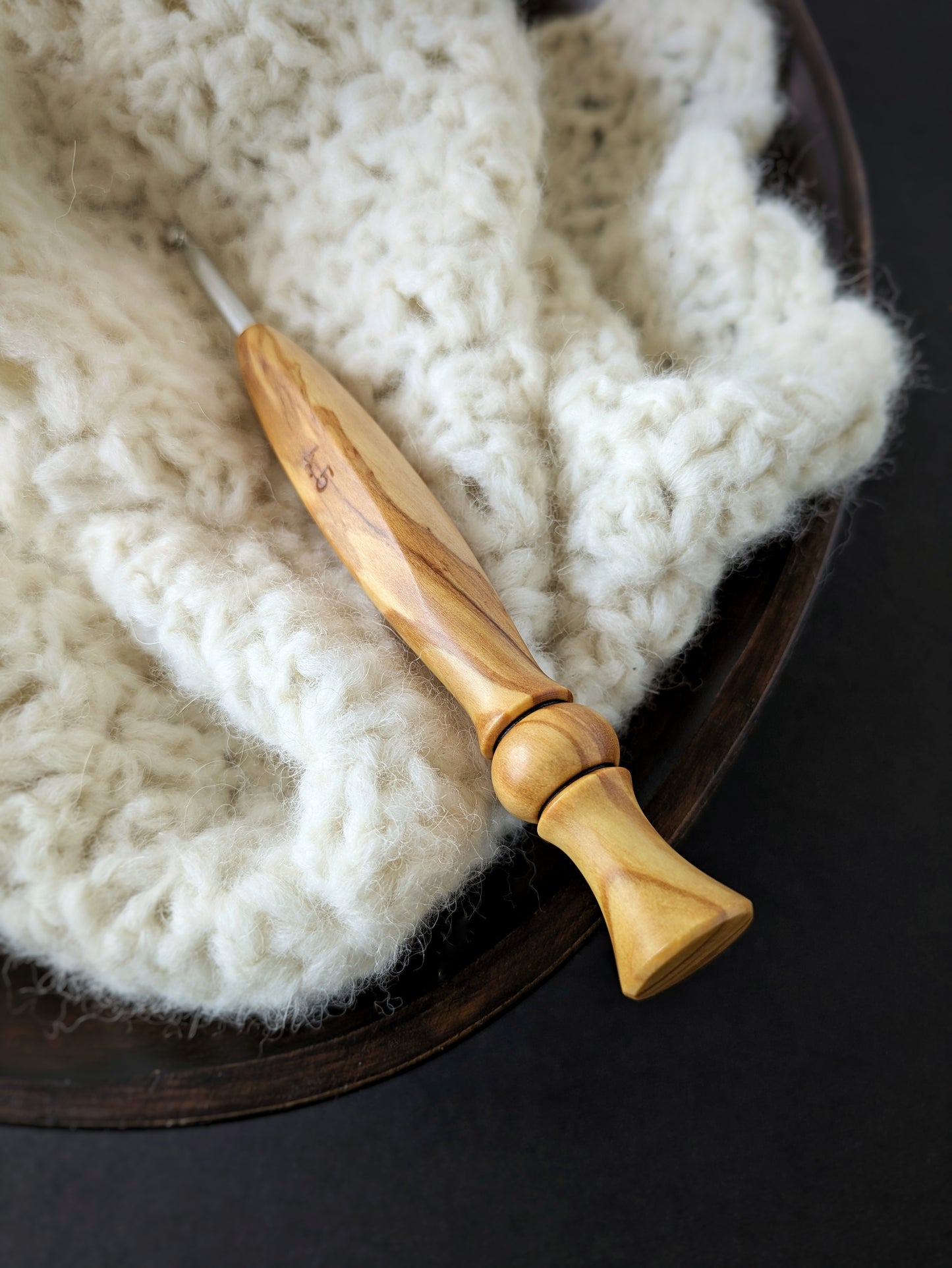 7 4.5mm Olivewood Ergonomic Wood Crochet Hook