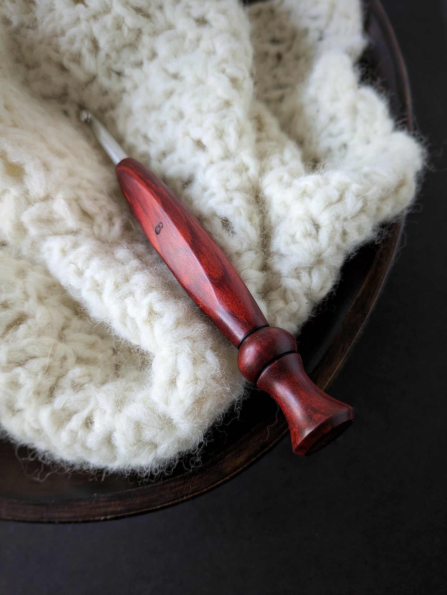 J 6mm Redheart Ergonomic Wood Crochet Hook
