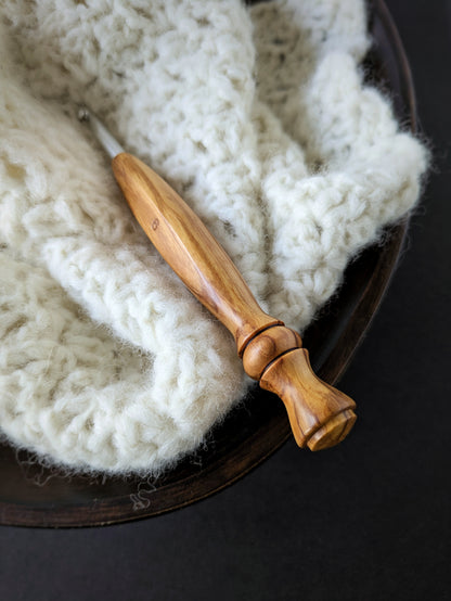 J 6mm Olivewood Ergonomic Wood Crochet Hook