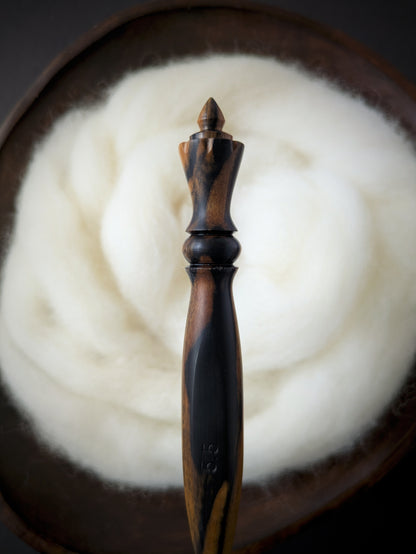 I 5.5mm Black and White Ebony Ergonomic Wood Crochet Hook