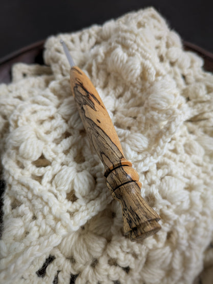E 3.5mm Tamarind Ergonomic Wood Crochet Hook RTS