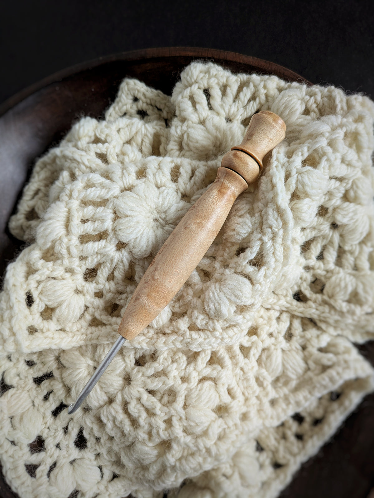 E 3.5mm Maple Ergonomic Wood Crochet Hook RTS