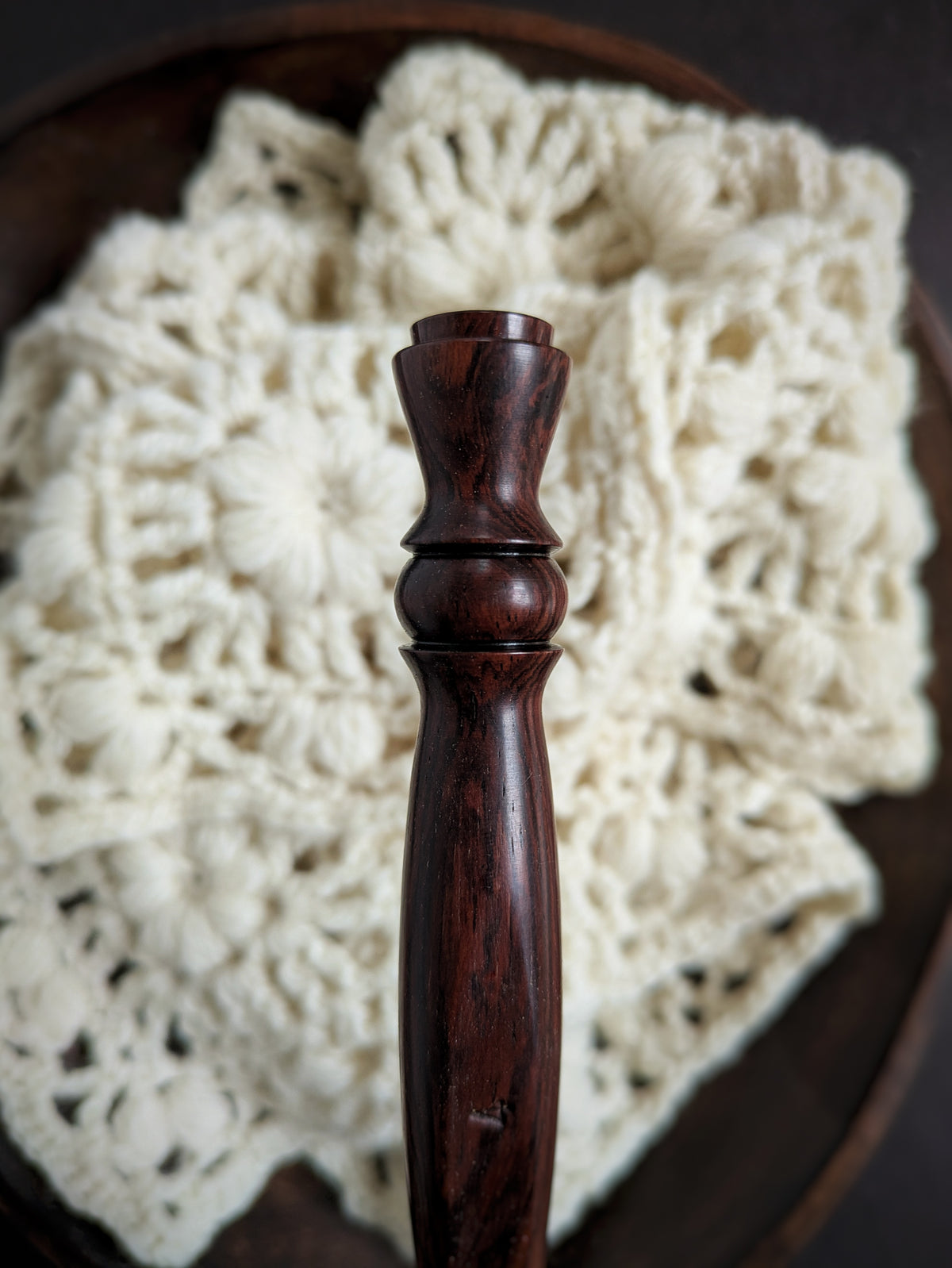 G 4mm Rosewood Ergonomic Wood Crochet Hook RTS