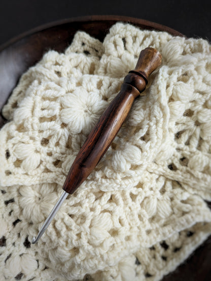 G 4mm Cocobolo Ergonomic Wood Crochet Hook RTS