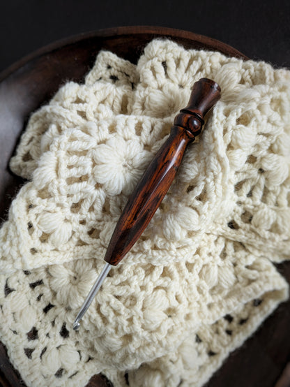 G 4mm Cocobolo Ergonomic Wood Crochet Hook RTS