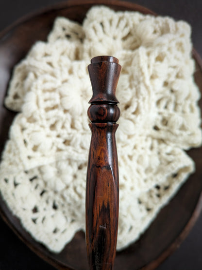 G 4mm Cocobolo Ergonomic Wood Crochet Hook RTS