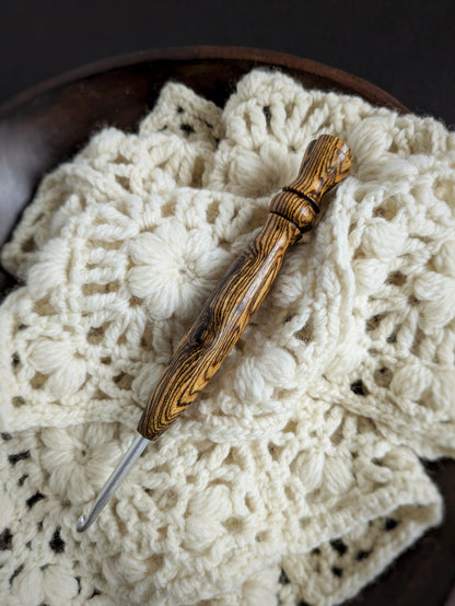 7 4.5mm Bocote Ergonomic Wood Crochet Hook RTS