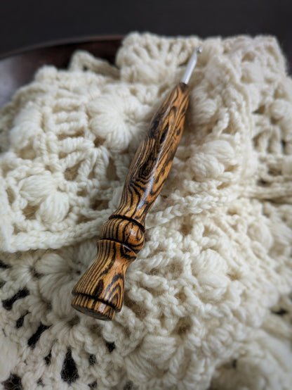 7 4.5mm Bocote Ergonomic Wood Crochet Hook RTS