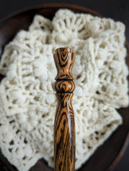 7 4.5mm Bocote Ergonomic Wood Crochet Hook RTS