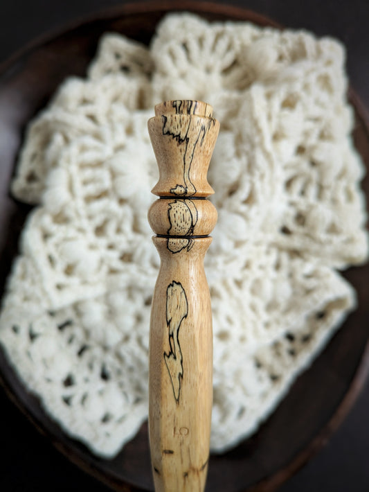 H 5mm Tamarind Ergonomic Wood Crochet Hook RTS