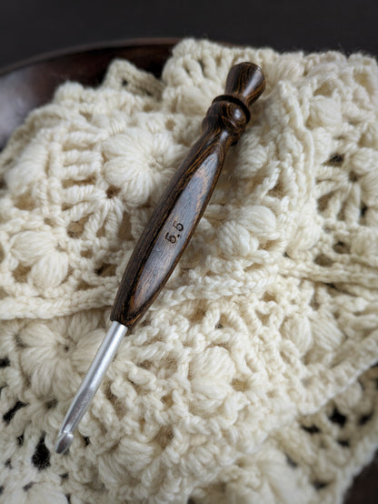 I 5.5mm Bocote Ergonomic Wood Crochet Hook RTS