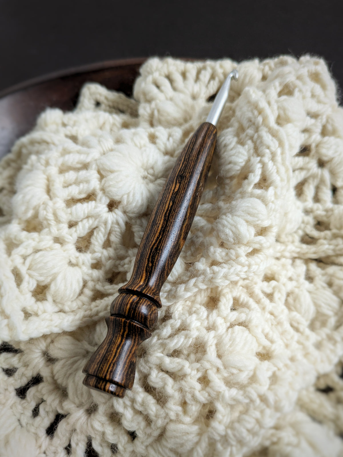 I 5.5mm Bocote Ergonomic Wood Crochet Hook RTS