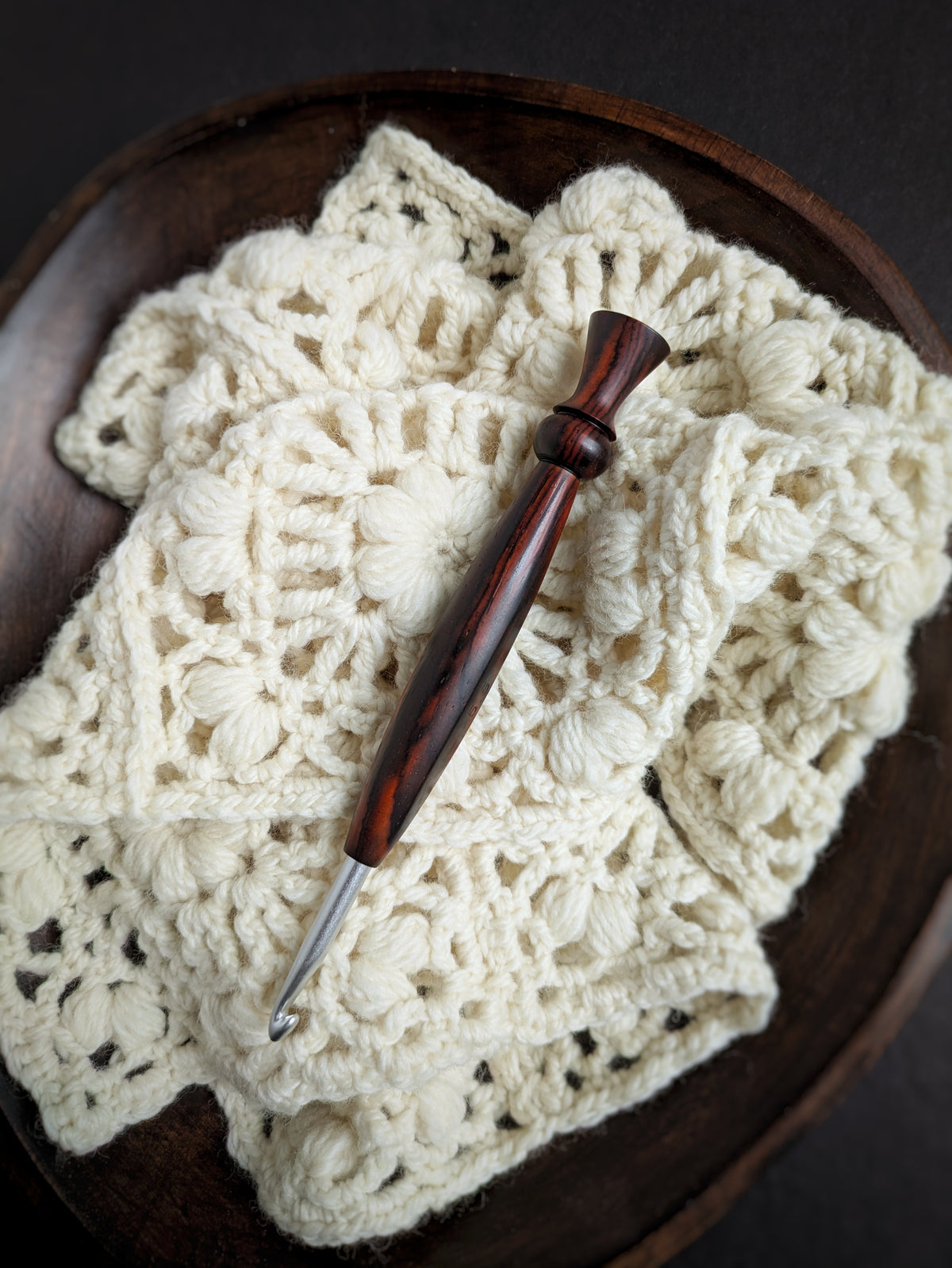 I 5.5mm Cocobolo Ergonomic Wood Crochet Hook RTS