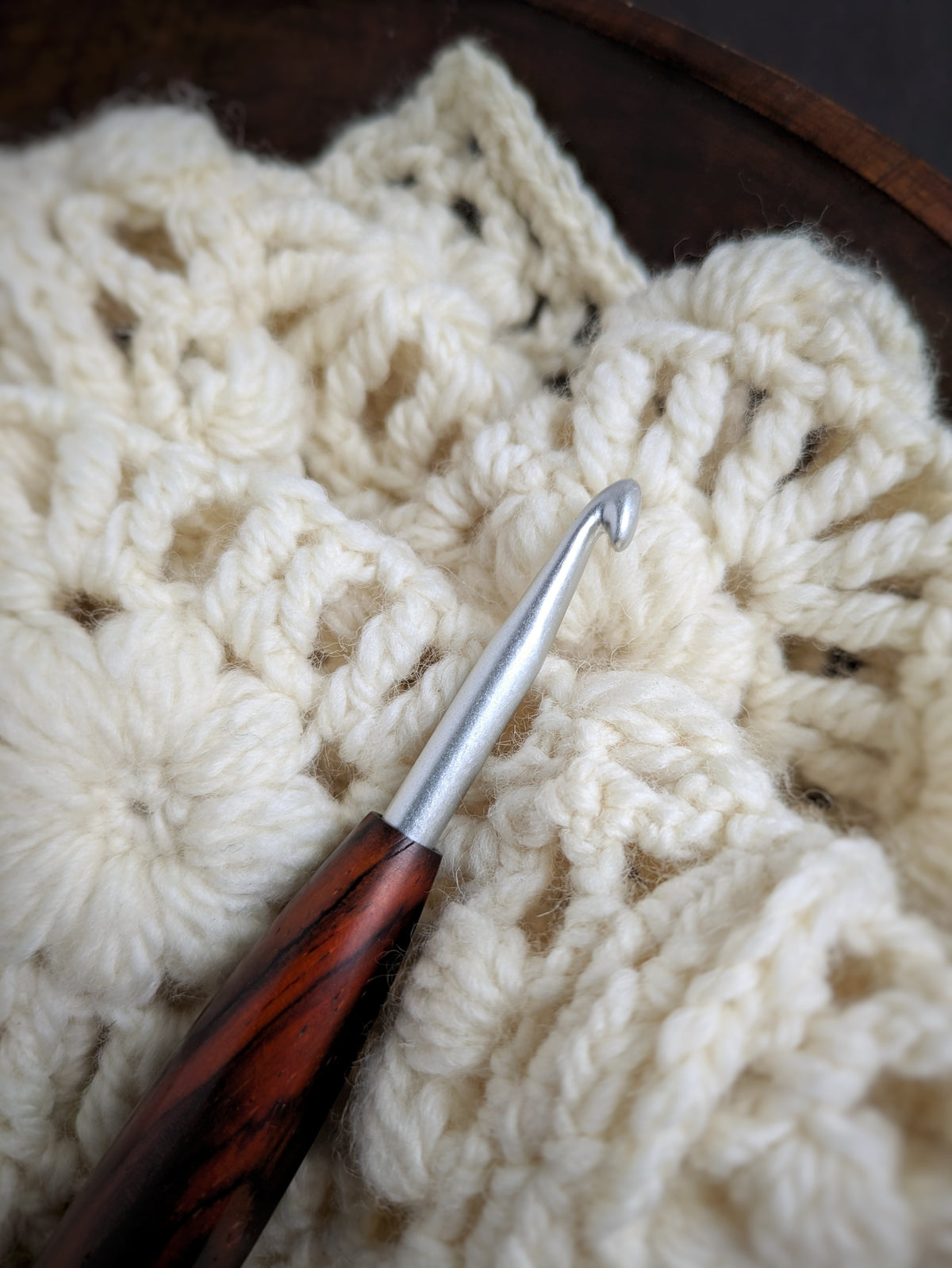 I 5.5mm Cocobolo Ergonomic Wood Crochet Hook RTS