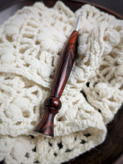 I 5.5mm Cocobolo Ergonomic Wood Crochet Hook RTS