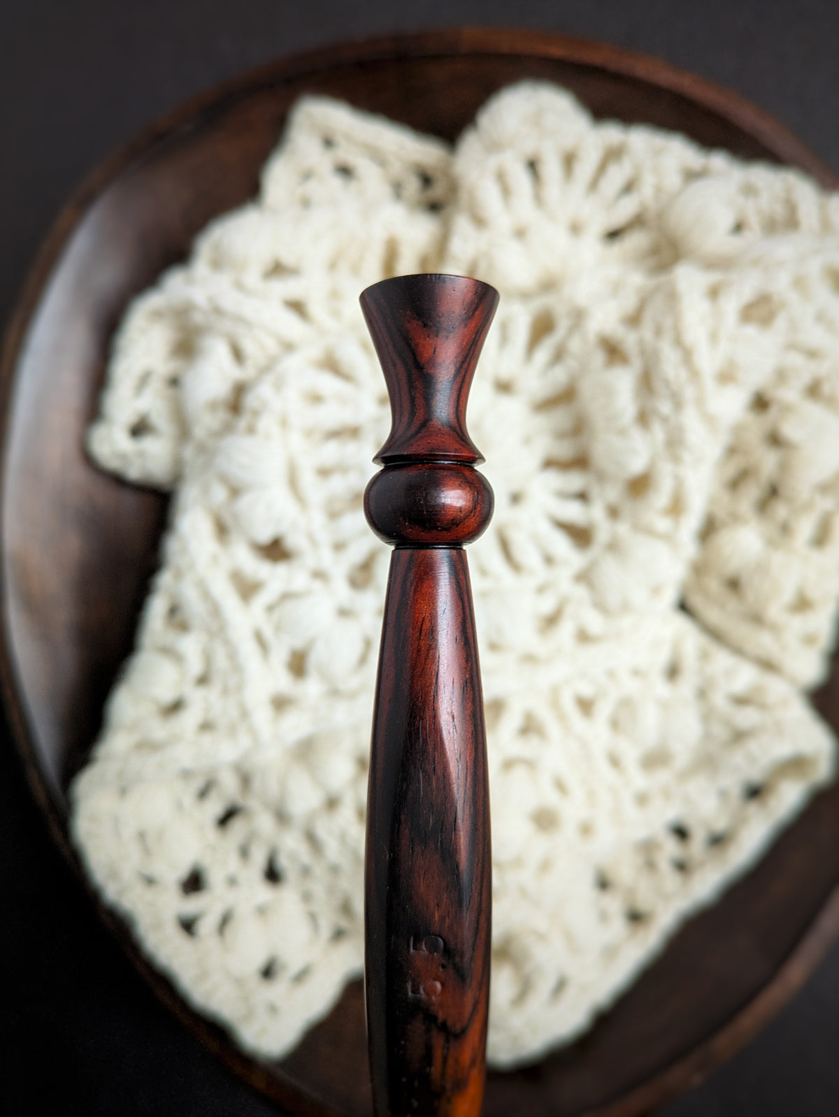 I 5.5mm Cocobolo Ergonomic Wood Crochet Hook RTS
