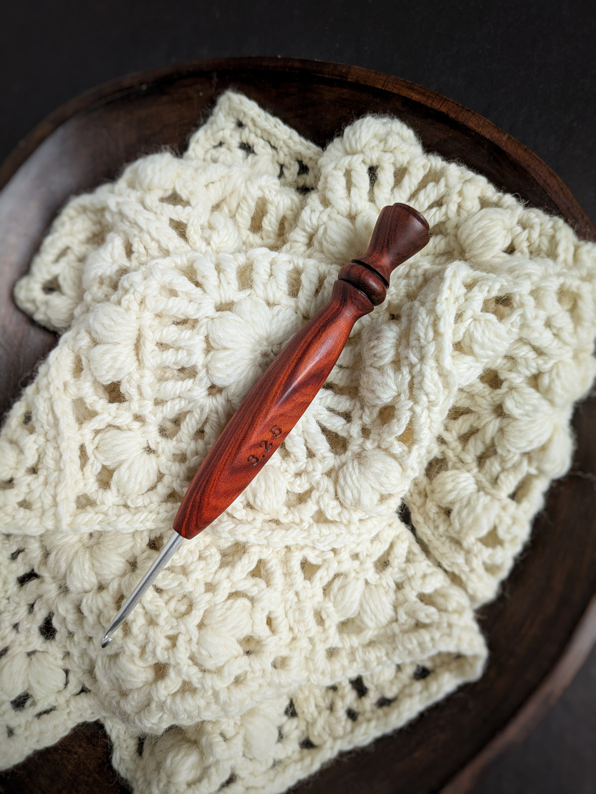 D 3.25mm Redheart Ergonomic Wood Crochet Hook RTS
