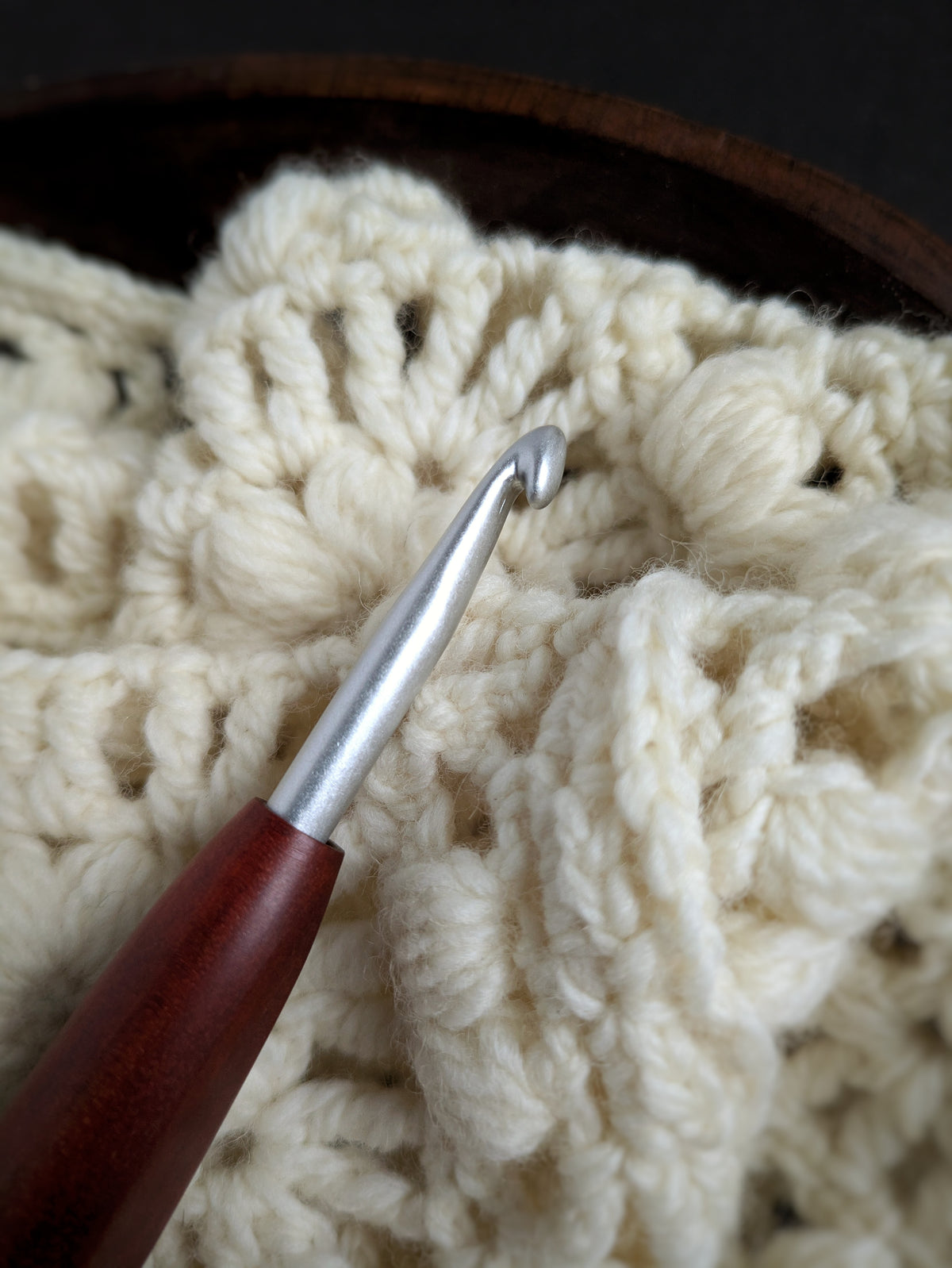 J 6mm Redheart Ergonomic Wood Crochet Hook RTS