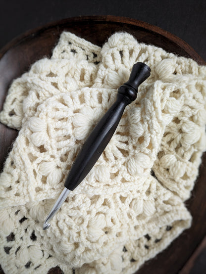 J 6mm Blackwood Ergonomic Wood Crochet Hook RTS