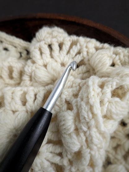 J 6mm Blackwood Ergonomic Wood Crochet Hook RTS