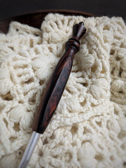 J 6mm Cocobolo Ergonomic Wood Crochet Hook RTS