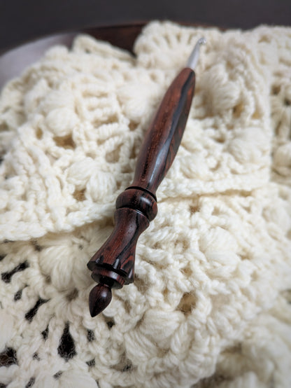 J 6mm Cocobolo Ergonomic Wood Crochet Hook RTS