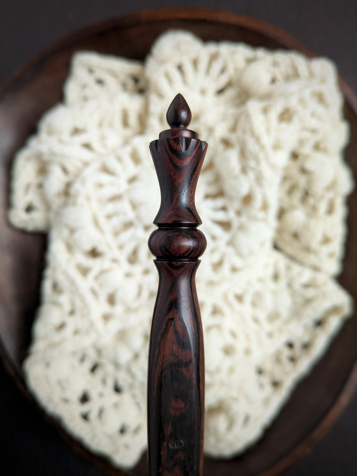J 6mm Cocobolo Ergonomic Wood Crochet Hook RTS