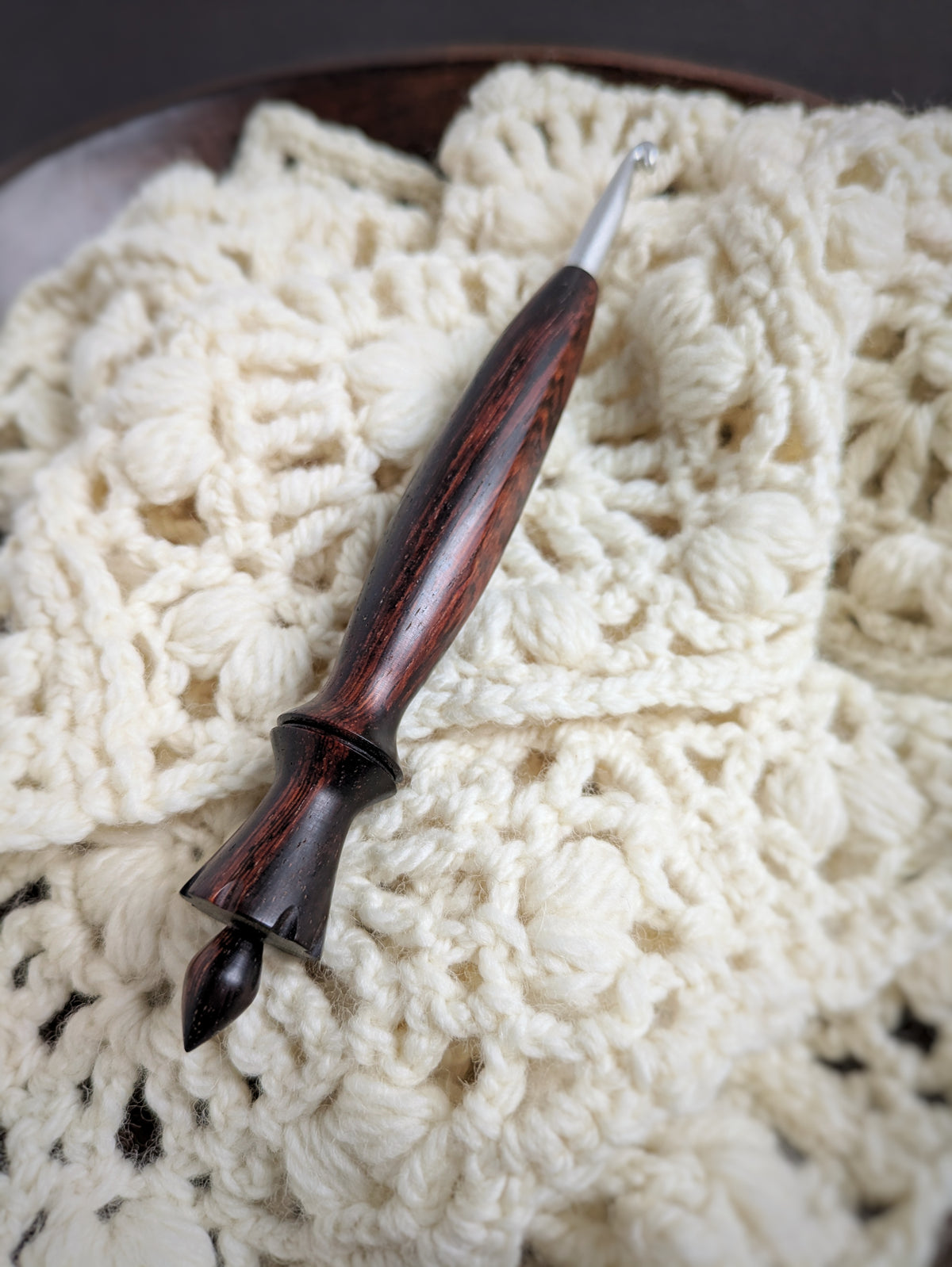 J 6mm Cocobolo Ergonomic Wood Crochet Hook RTS